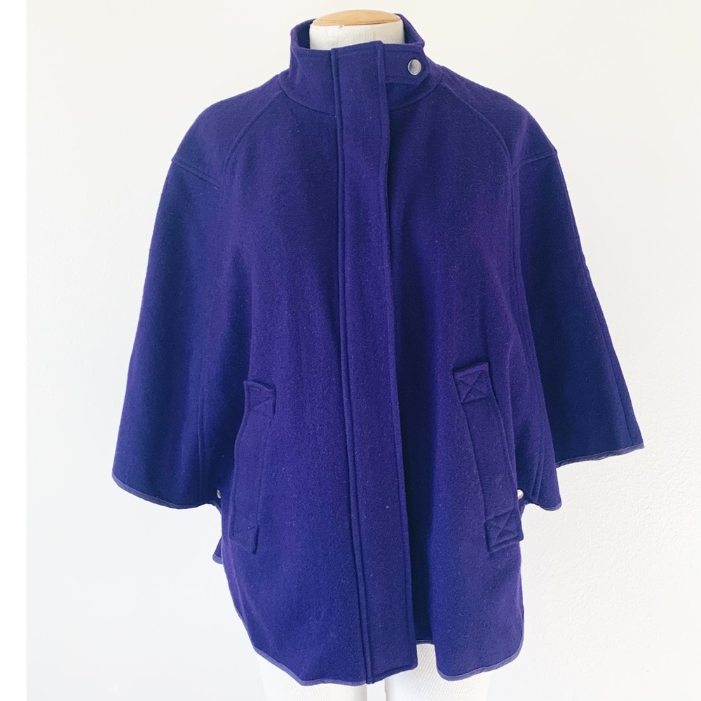 NEW Wool Blend Funnel Neck Cape Coat - Picture 1 of 6